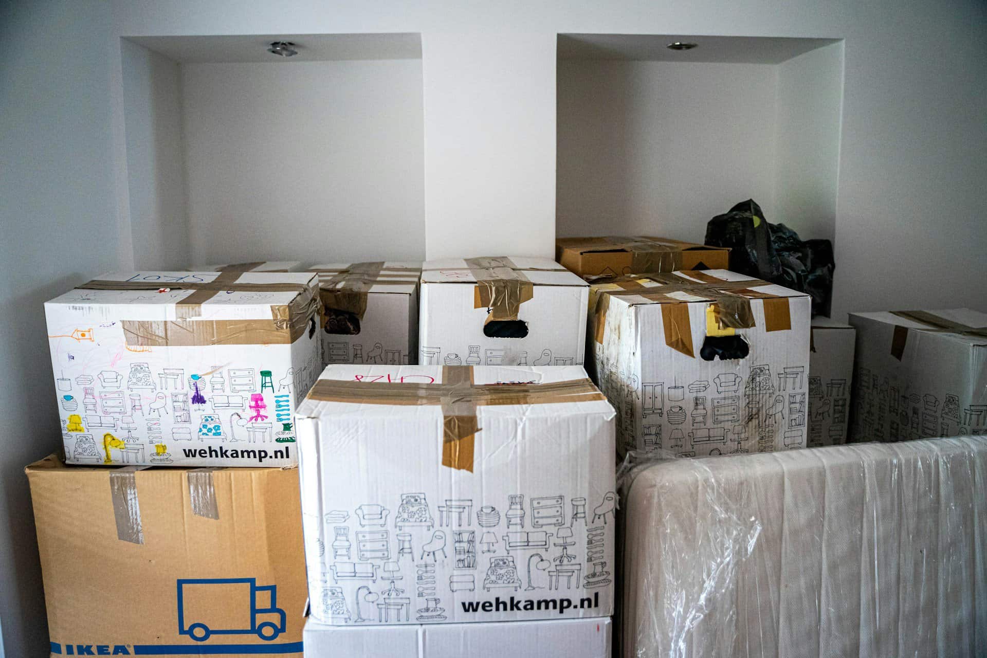 Cardboard Boxes Wooden Table